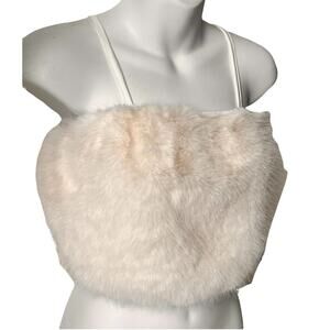Womens‎ Ivory Faux Fur Cami Tank Medium Off White Fuzzy Festival Winter Party